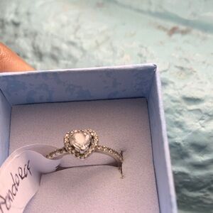 Pandora Sterling Silver 925 Heart Shaped Diamond Engagement Ring (size 7)